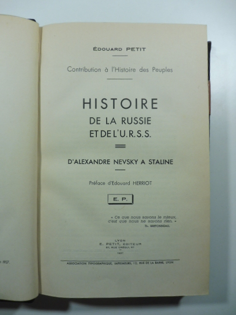 Histoire de la Russie et de l'U.R.S.S. - D'Alexandre Nevsky a Staline